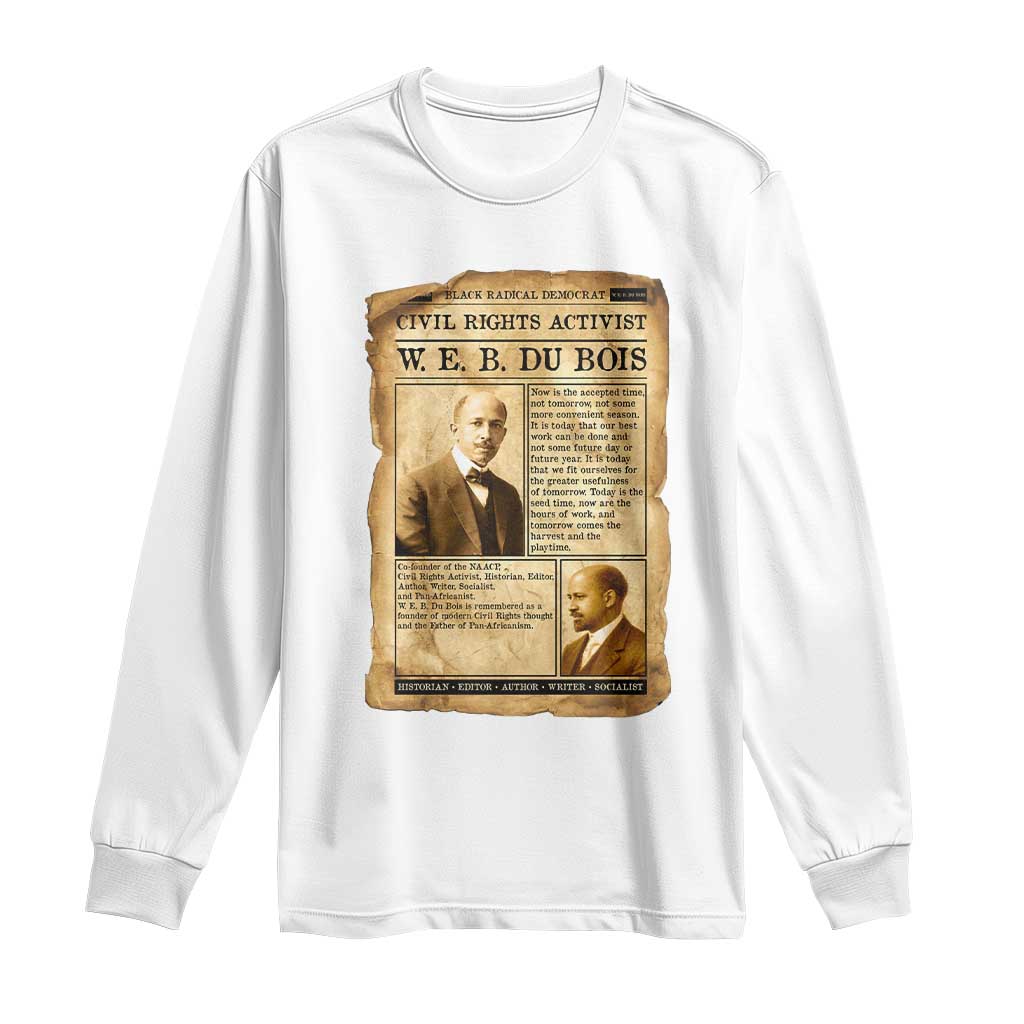Vintage Newspaper W E B Du Bois Long Sleeve Shirt Civil Rights History