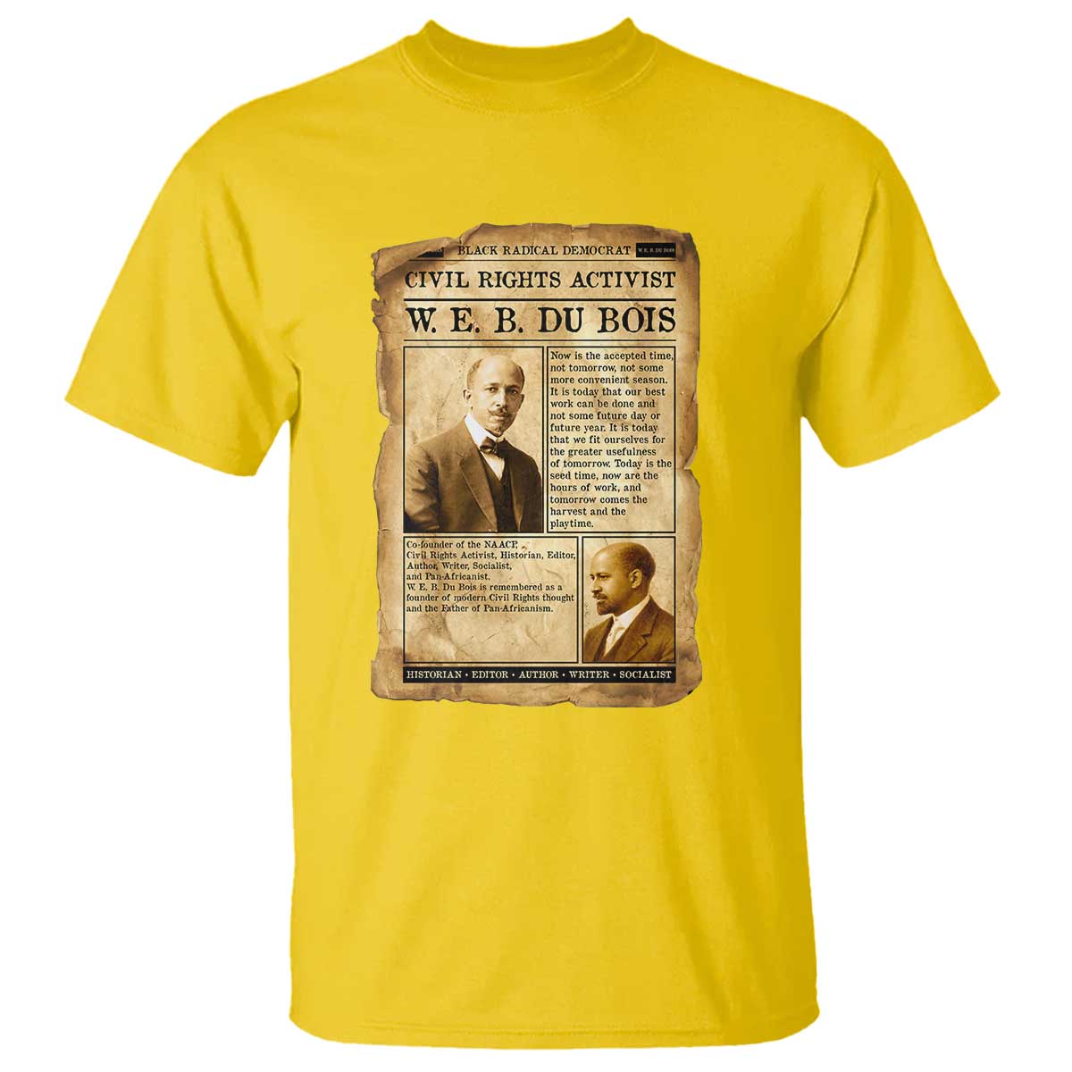 Vintage Newspaper W E B Du Bois T Shirt Civil Rights History