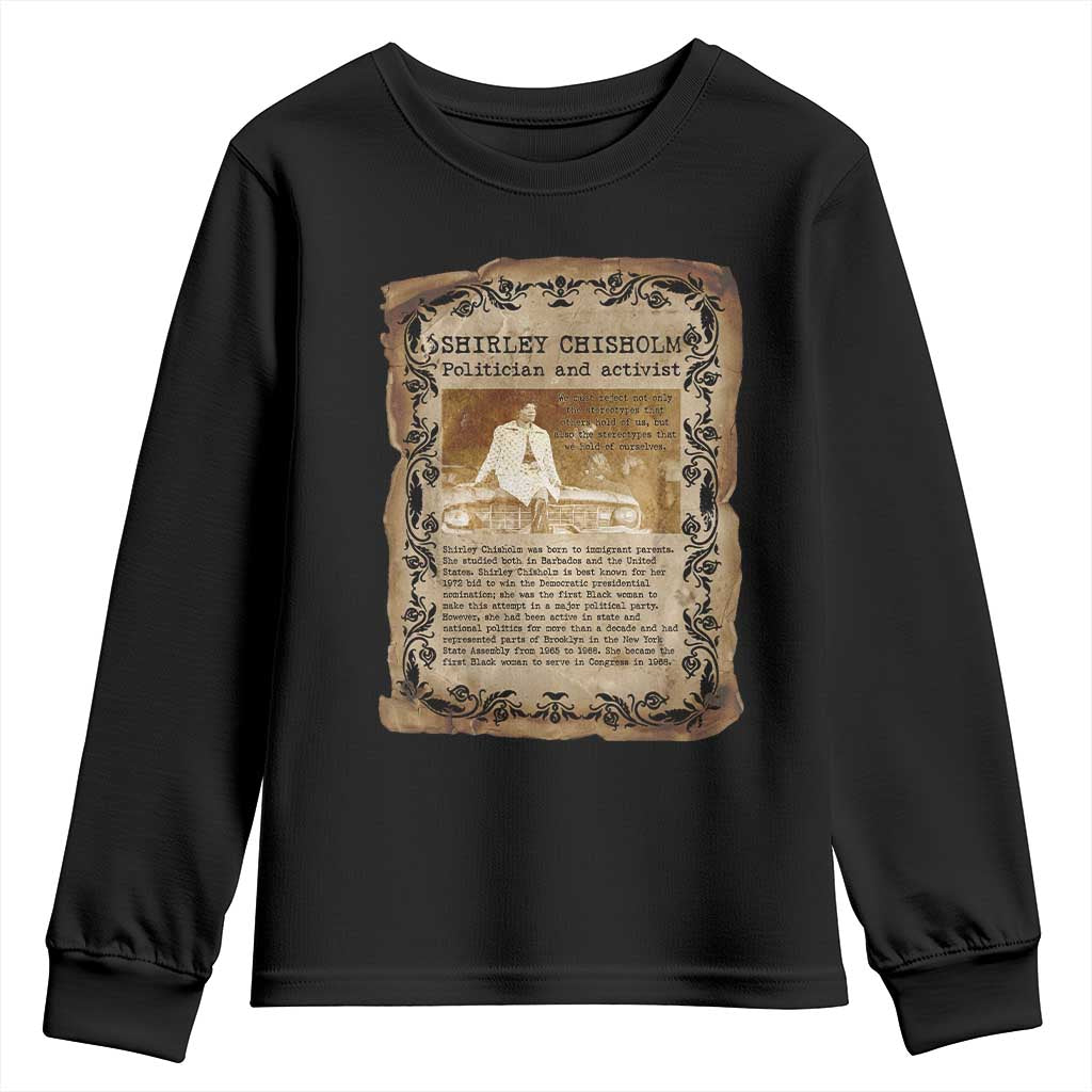 Vintage Newspaper Shirley Chisholm Youth Sweatshirt Black History Month Gift
