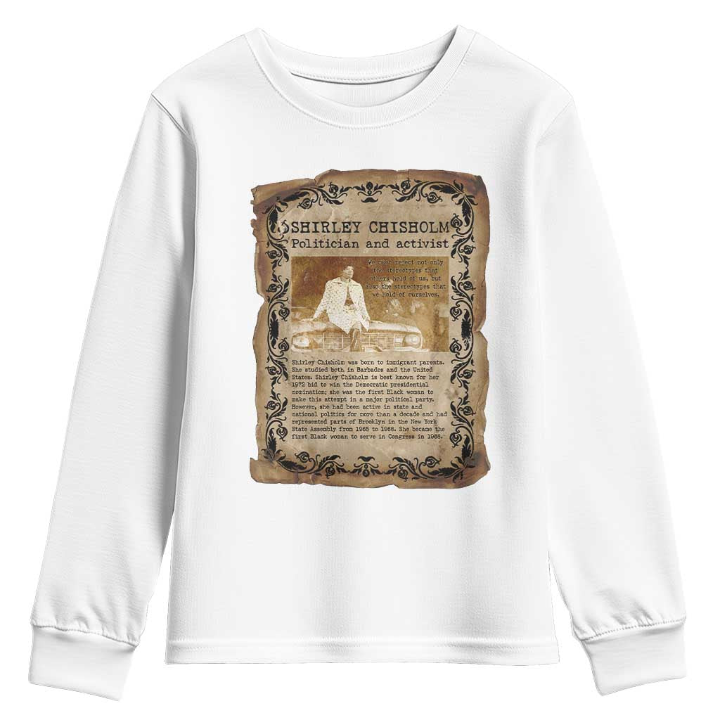 Vintage Newspaper Shirley Chisholm Youth Sweatshirt Black History Month Gift
