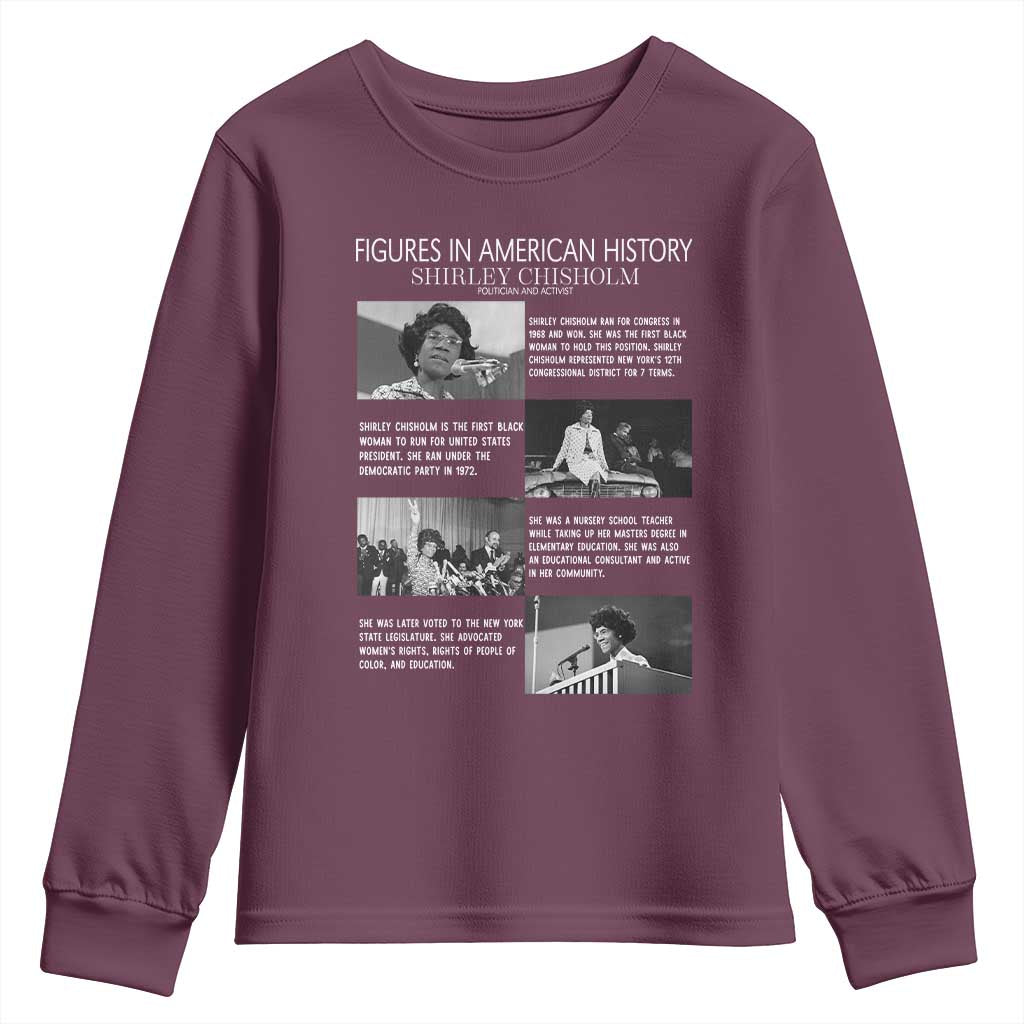Shirley Chisholm Youth Sweatshirt Black Woman Leadership Icon