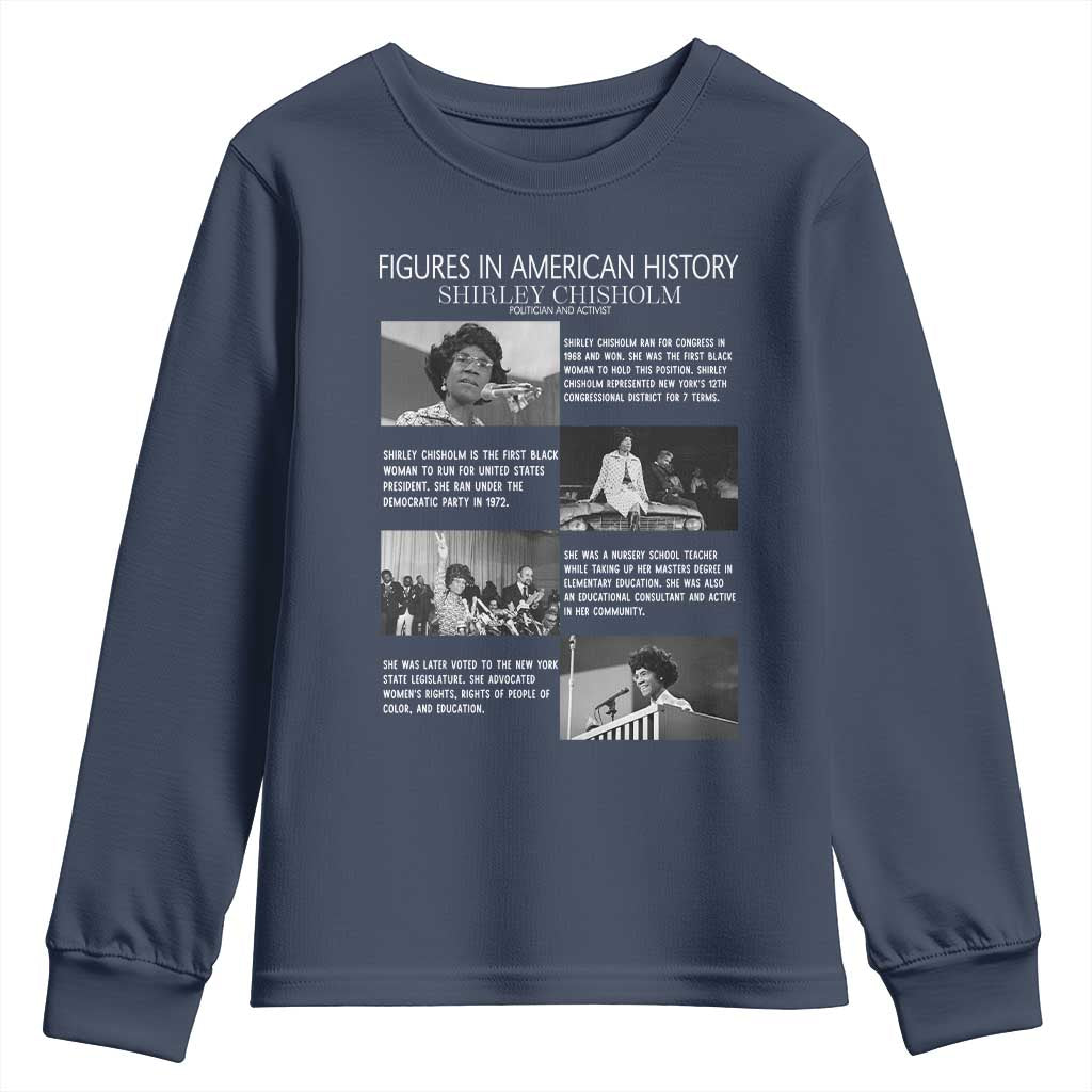 Shirley Chisholm Youth Sweatshirt Black Woman Leadership Icon