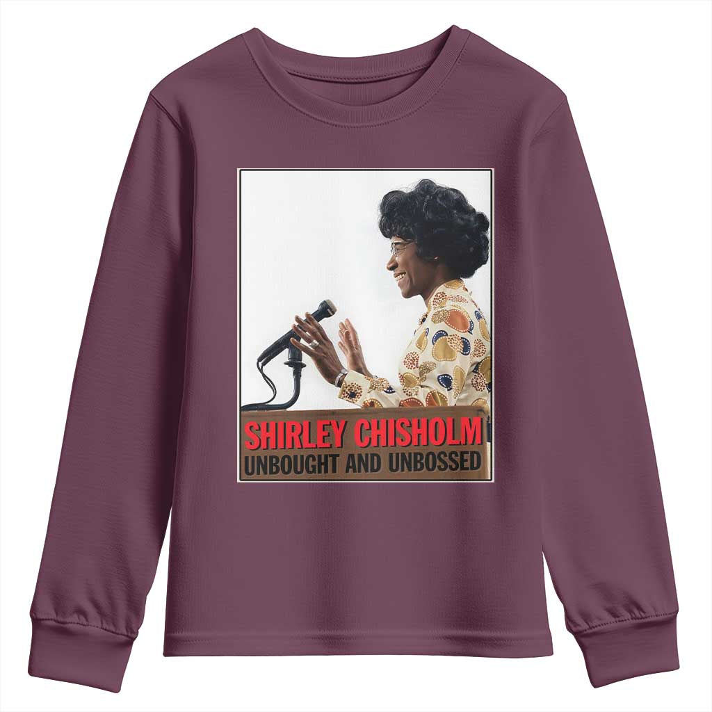 Shirley Chisholm Feminist Empowerment Youth Sweatshirt Unbought And Unbossed