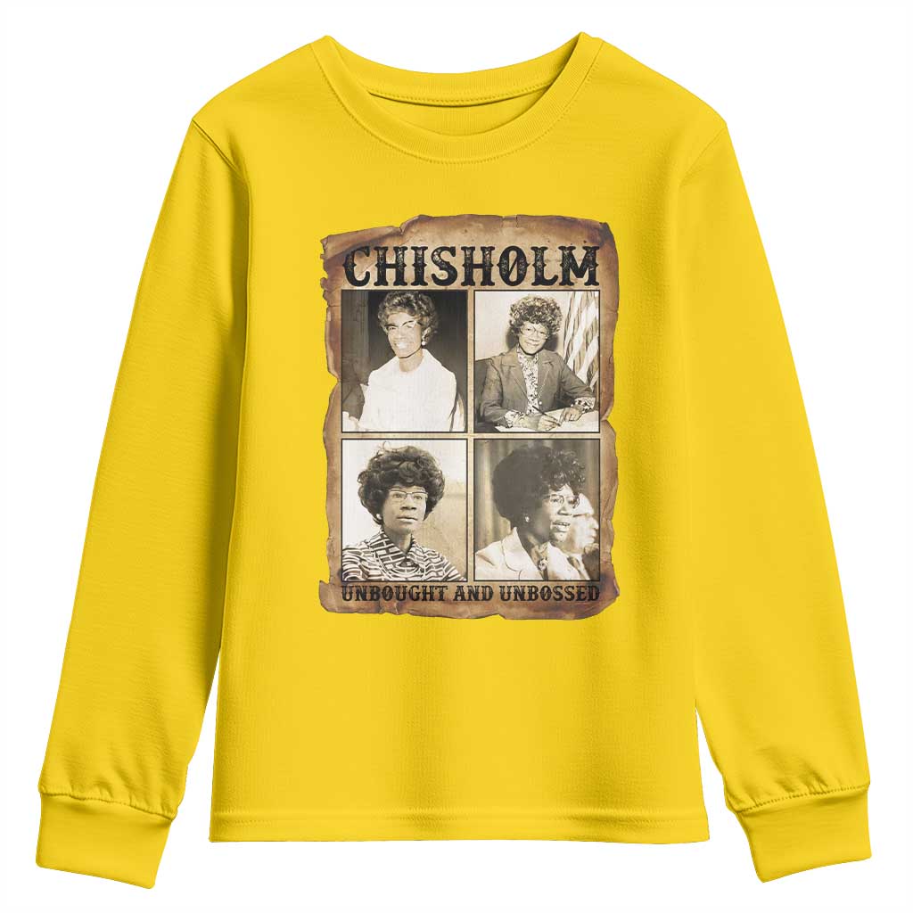 Vintage Shirley Chisholm Unbought And Unbossed Youth Sweatshirt Womens History Month