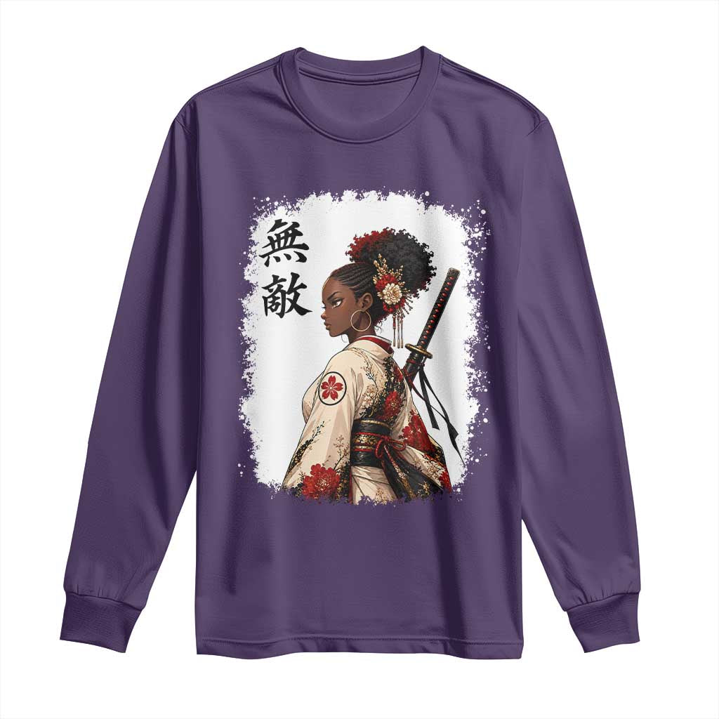 Afro African Pride Samurai Black Girl Long Sleeve Shirt Vintage Japanese Sumie Katana Graphic