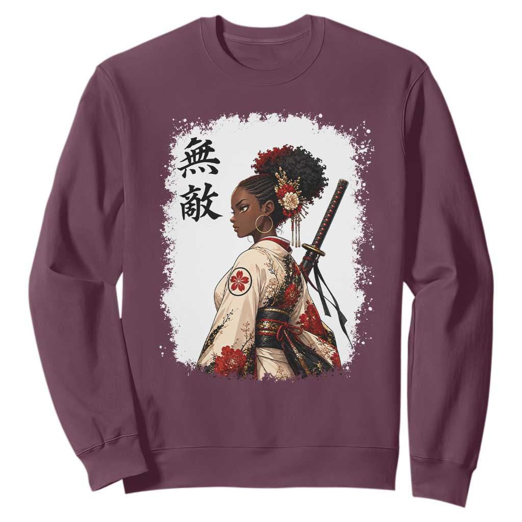 Afro African Pride Samurai Black Girl Sweatshirt Vintage Japanese Sumie Katana Graphic