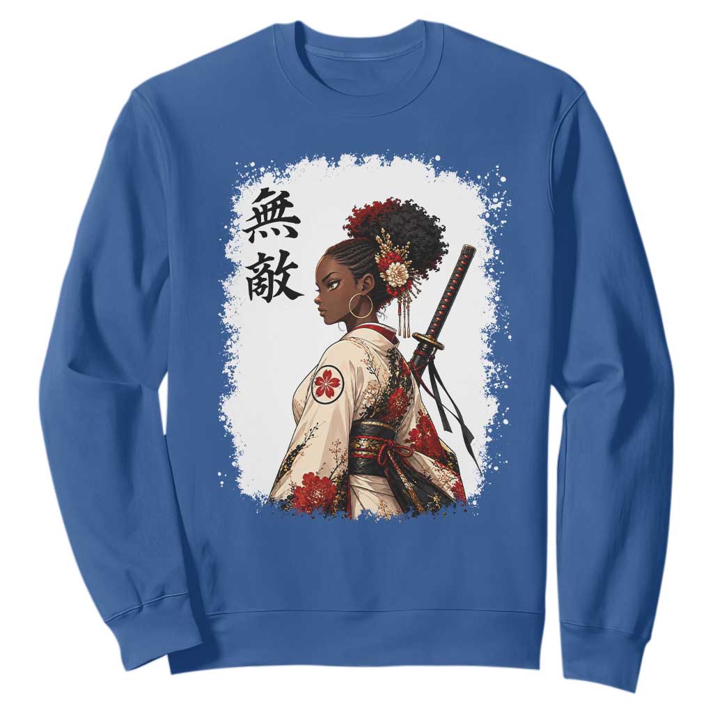 Afro African Pride Samurai Black Girl Sweatshirt Vintage Japanese Sumie Katana Graphic