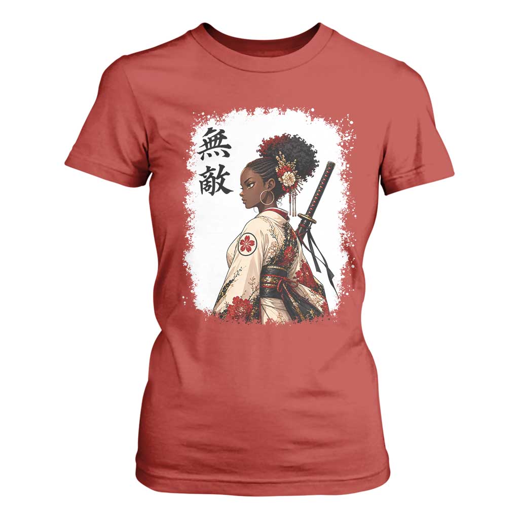 Afro African Pride Samurai Black Girl T Shirt For Women Vintage Japanese Sumie Katana Graphic
