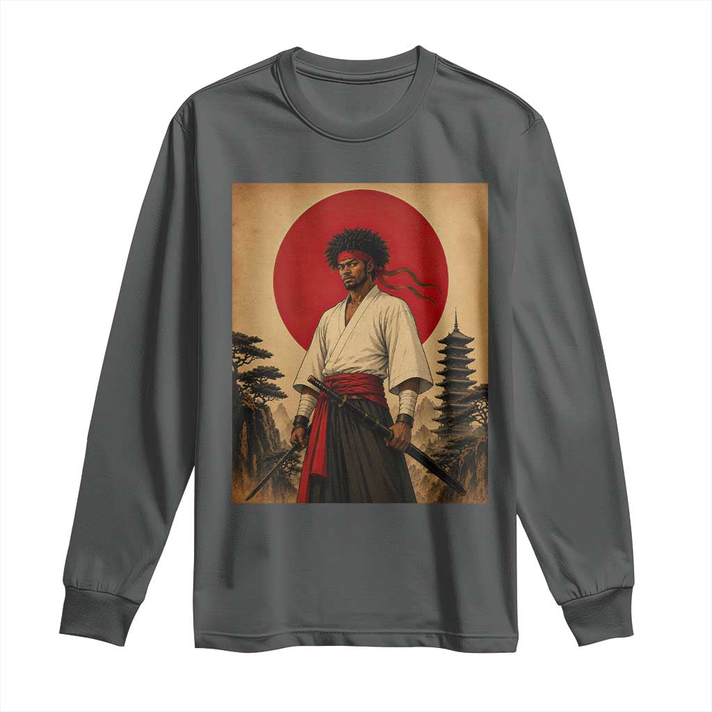 Afro American Samurai Bushido Warrior Long Sleeve Shirt Vintage Japanese Ukiyoe Graphic
