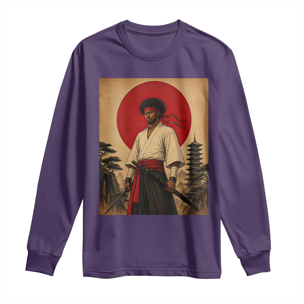 Afro American Samurai Bushido Warrior Long Sleeve Shirt Vintage Japanese Ukiyoe Graphic