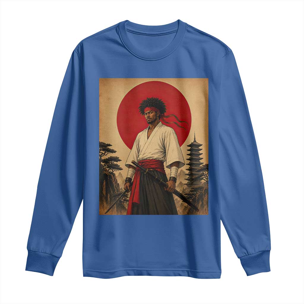 Afro American Samurai Bushido Warrior Long Sleeve Shirt Vintage Japanese Ukiyoe Graphic