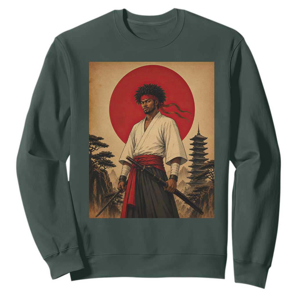 Afro American Samurai Bushido Warrior Sweatshirt Vintage Japanese Ukiyoe Graphic