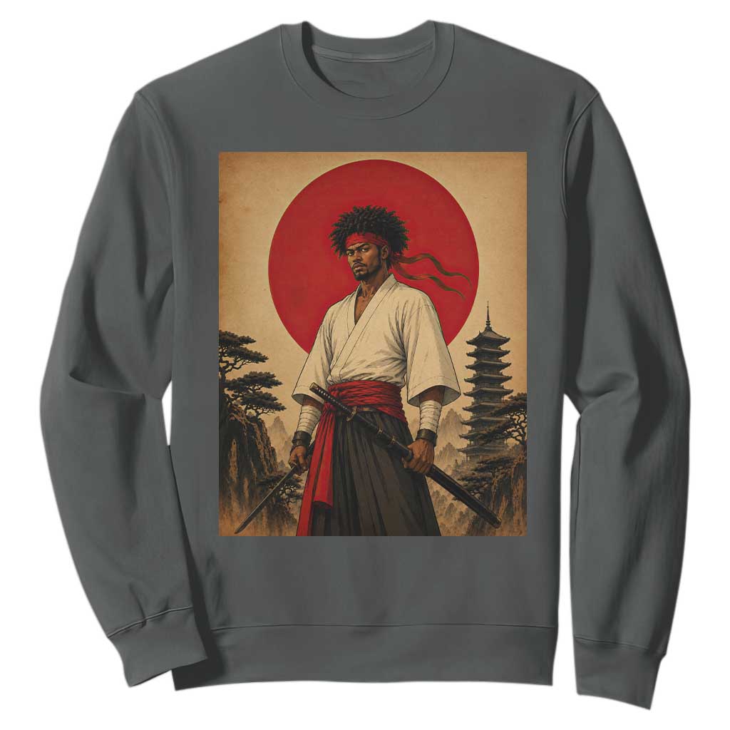 Afro American Samurai Bushido Warrior Sweatshirt Vintage Japanese Ukiyoe Graphic