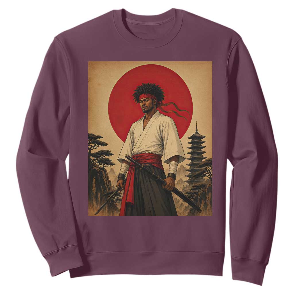 Afro American Samurai Bushido Warrior Sweatshirt Vintage Japanese Ukiyoe Graphic