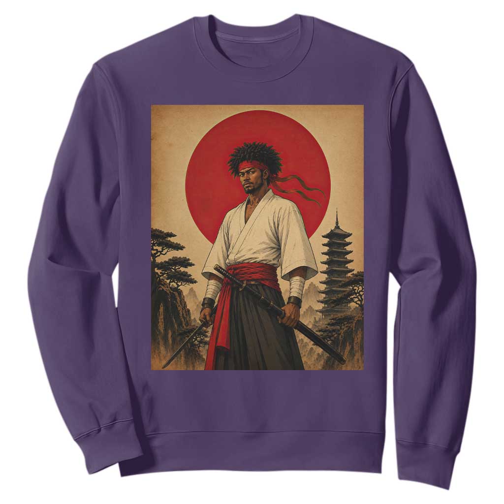 Afro American Samurai Bushido Warrior Sweatshirt Vintage Japanese Ukiyoe Graphic