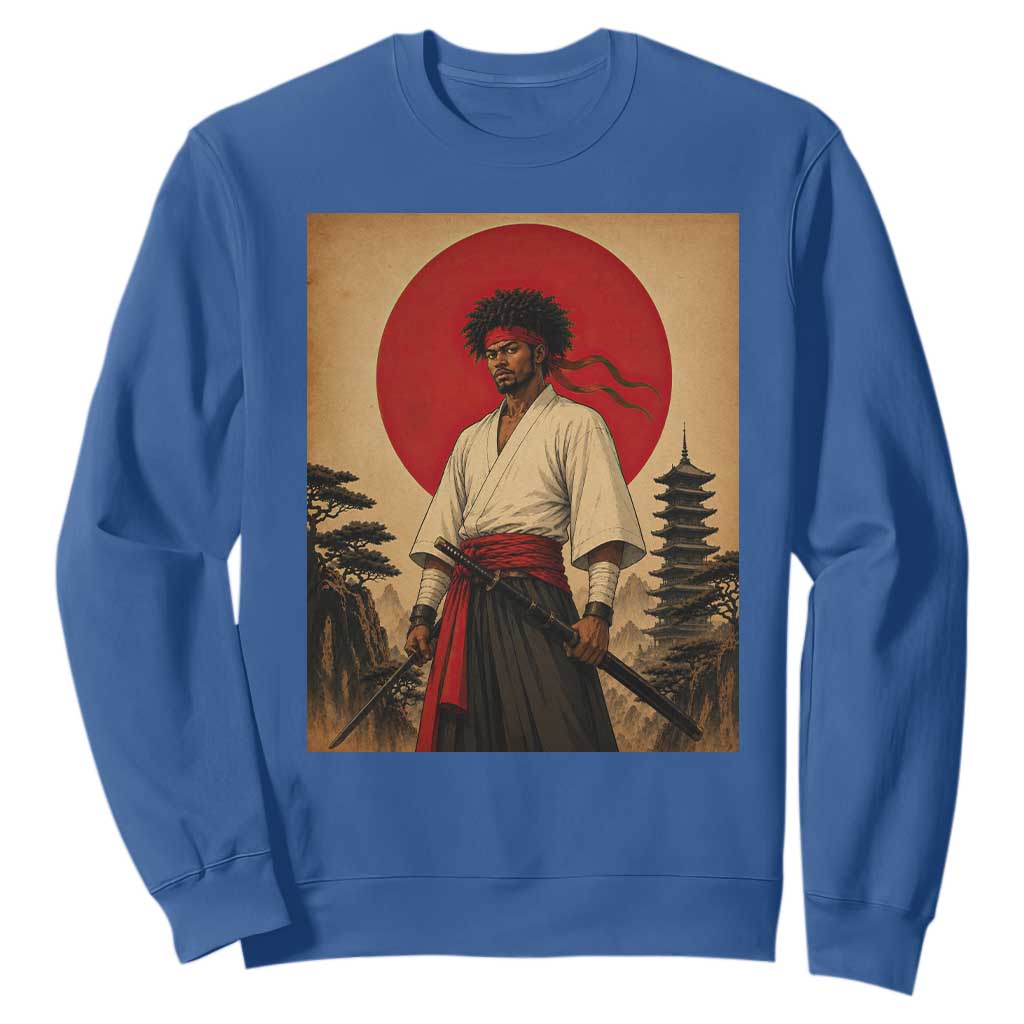Afro American Samurai Bushido Warrior Sweatshirt Vintage Japanese Ukiyoe Graphic