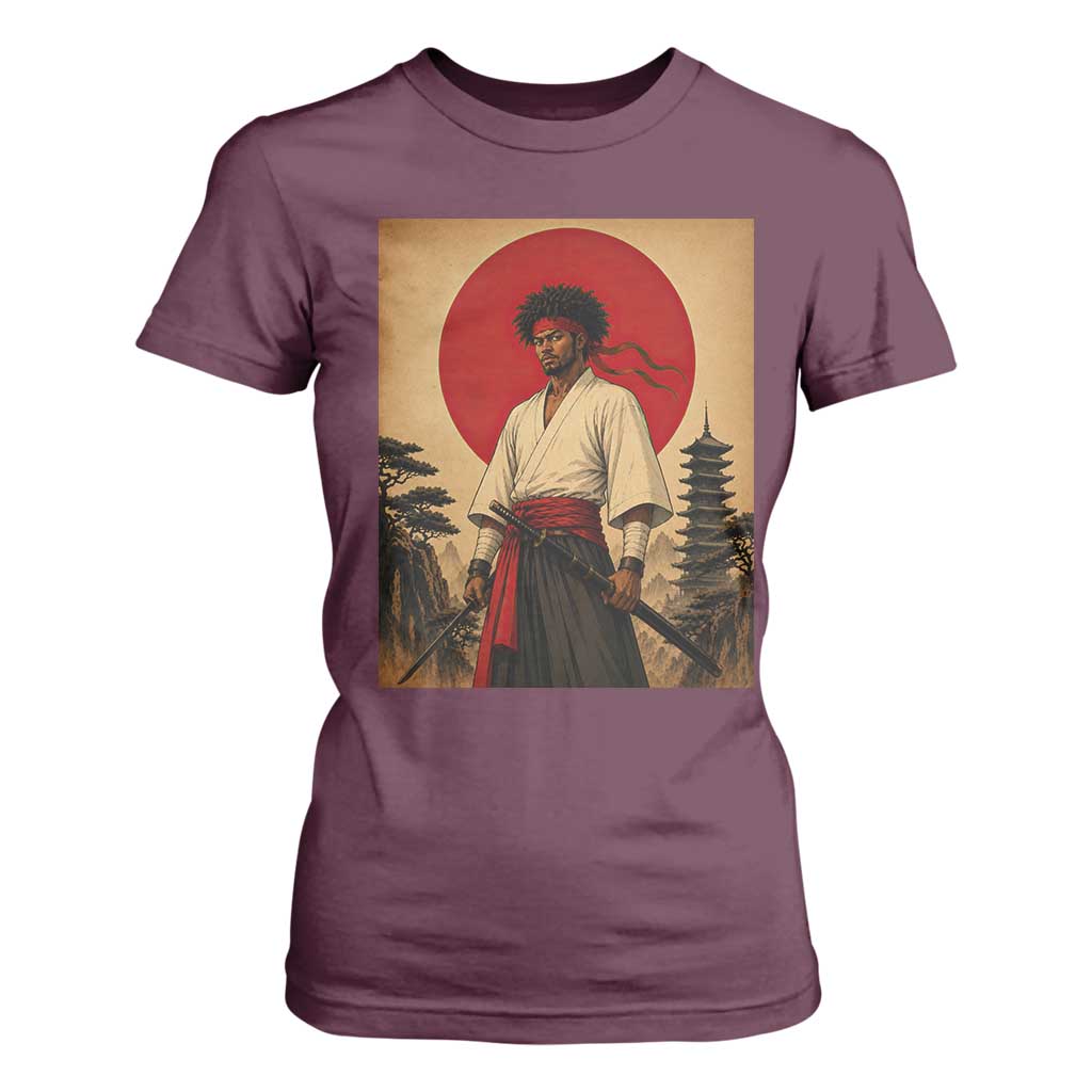 Afro American Samurai Bushido Warrior T Shirt For Women Vintage Japanese Ukiyoe Graphic