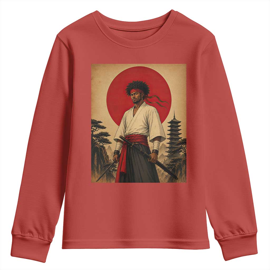 Afro American Samurai Bushido Warrior Youth Sweatshirt Vintage Japanese Ukiyoe Graphic