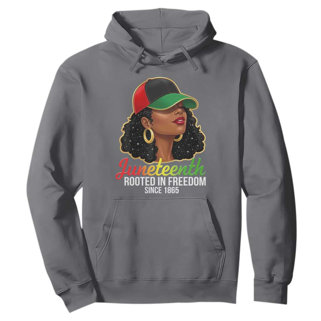 Black Woman Juneteenth Graphic Hoodie Rooted In Freedom Since 1865