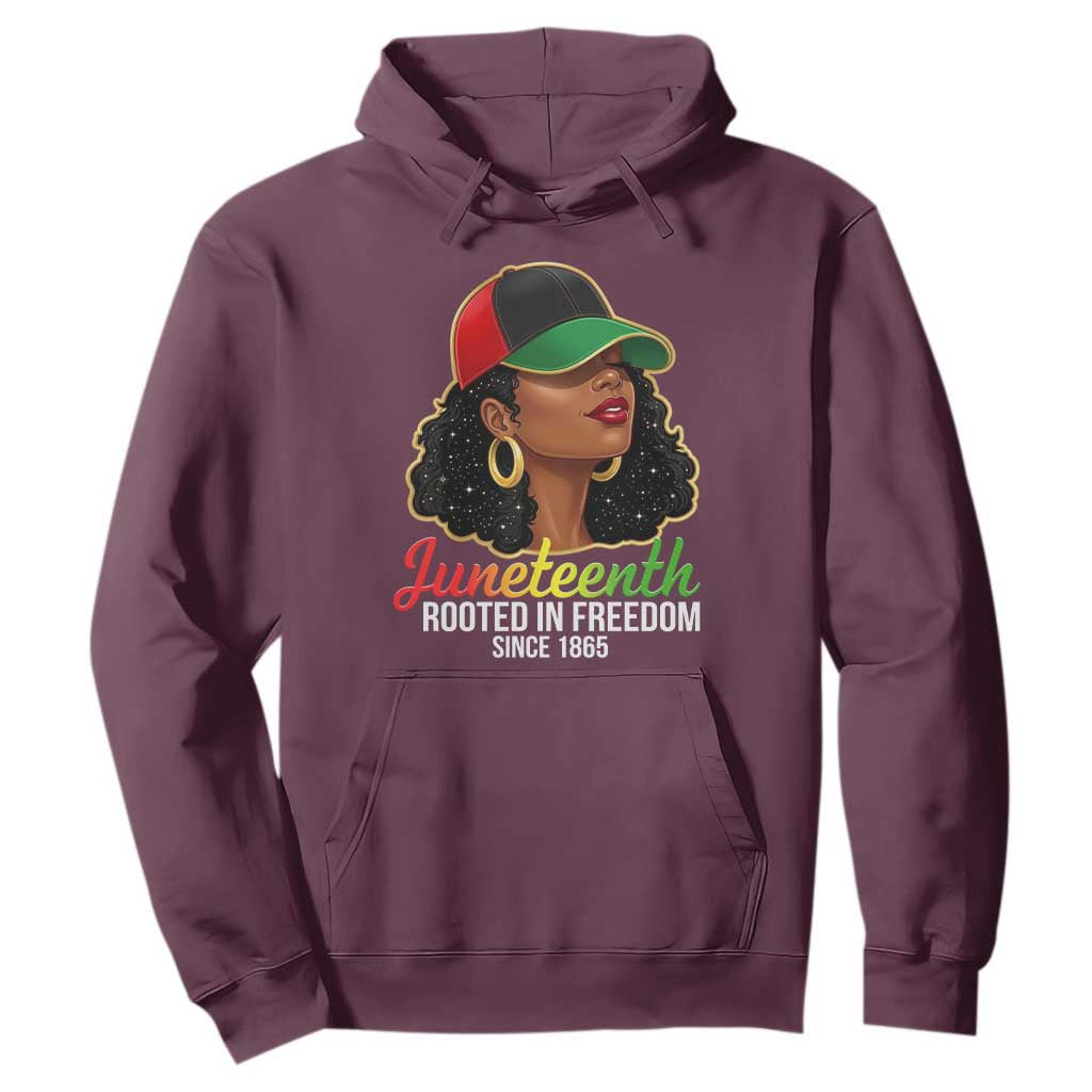 Black Woman Juneteenth Graphic Hoodie Rooted In Freedom Since 1865