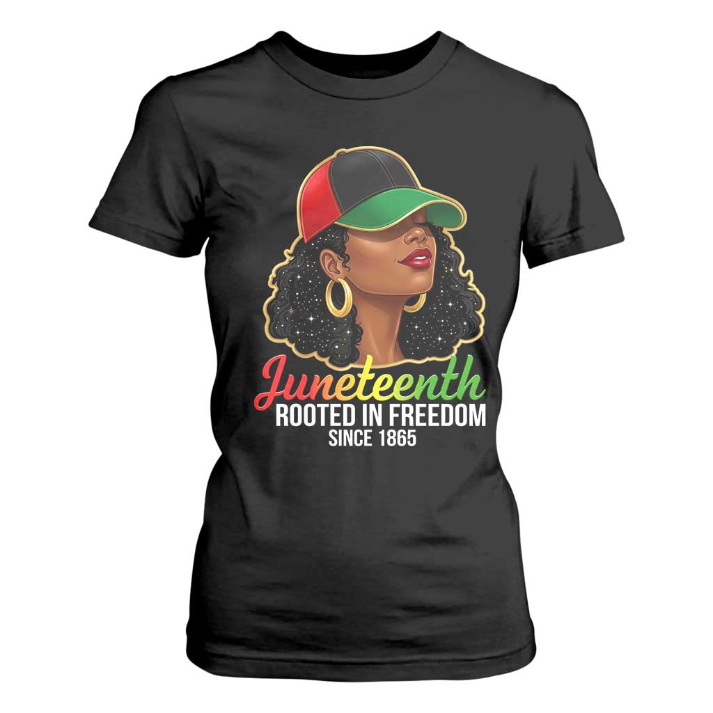 Black Woman Juneteenth Graphic T Shirt For Women Rooted In Freedom Since 1865