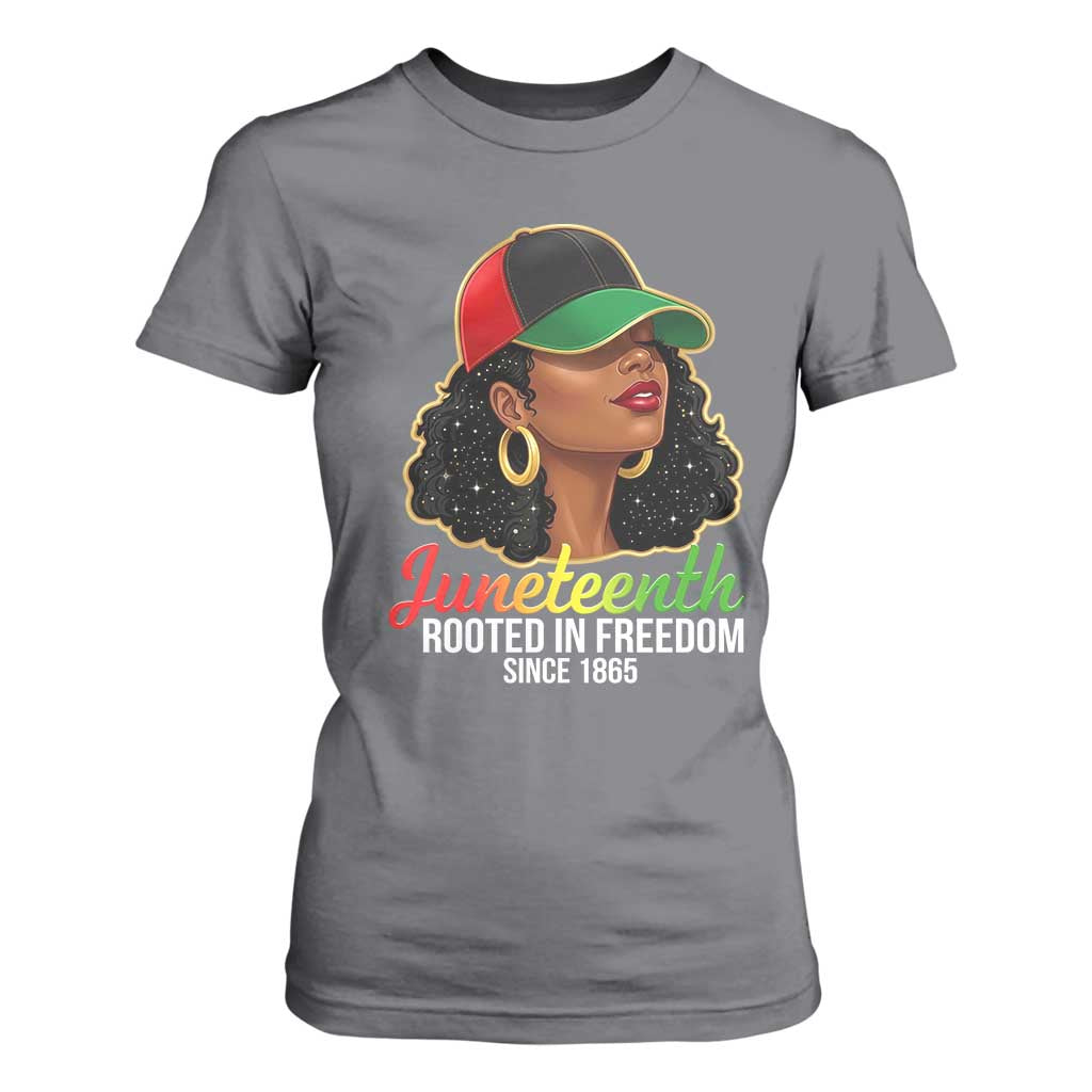 Black Woman Juneteenth Graphic T Shirt For Women Rooted In Freedom Since 1865