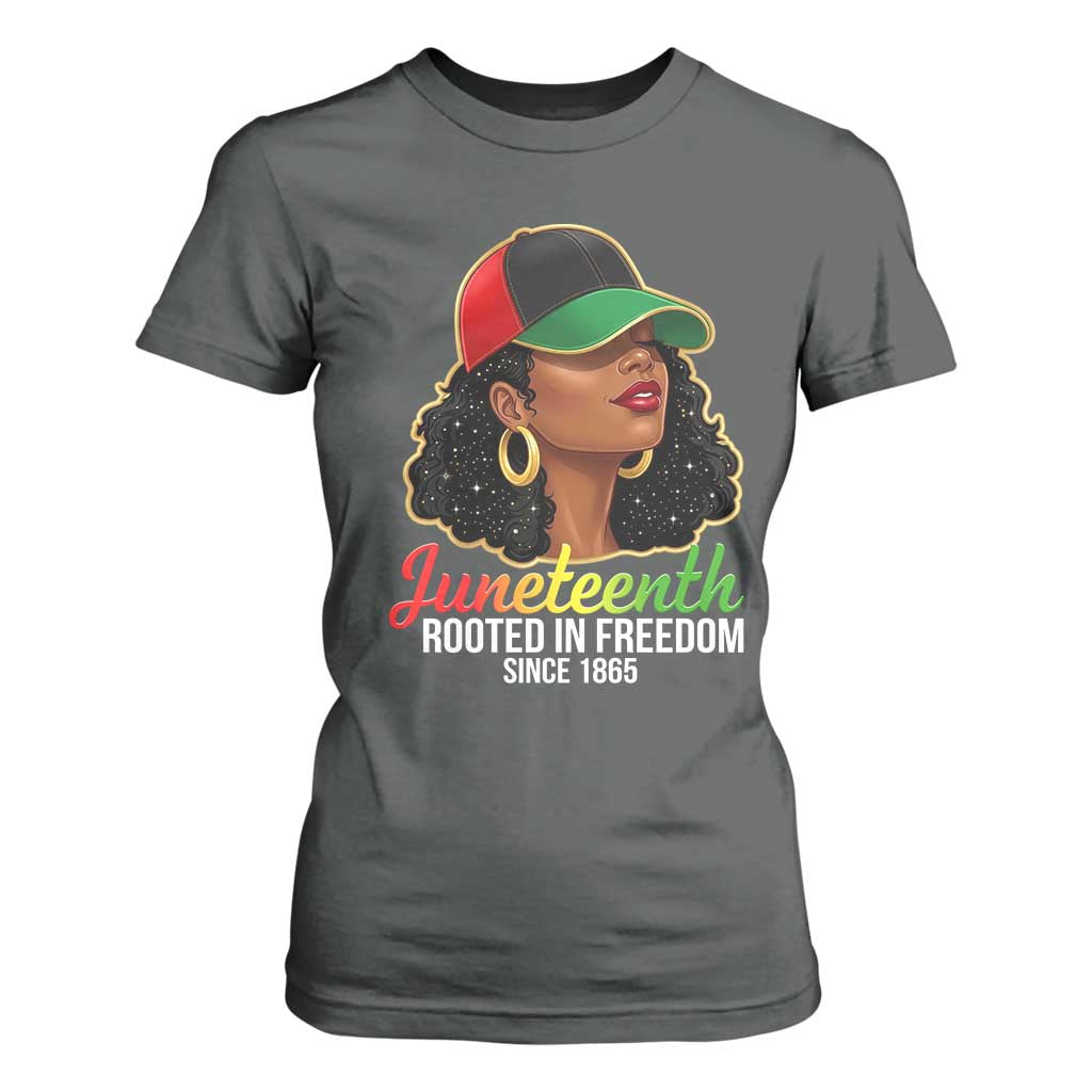 Black Woman Juneteenth Graphic T Shirt For Women Rooted In Freedom Since 1865