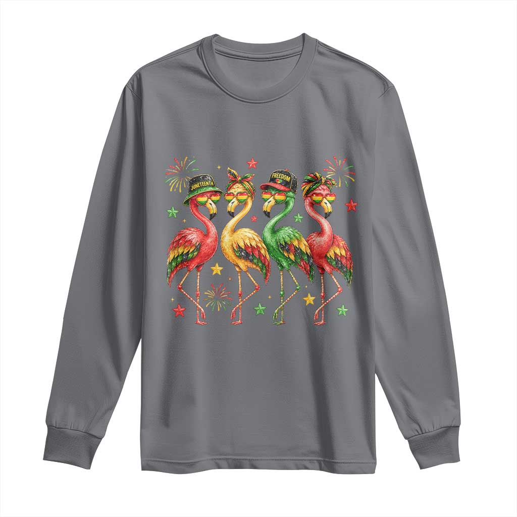 Funny Juneteenth Flamingos Squad Long Sleeve Shirt African American Heritage