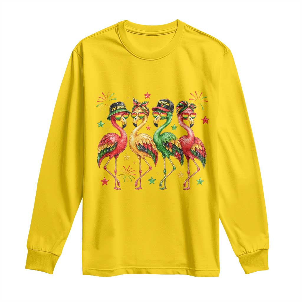 Funny Juneteenth Flamingos Squad Long Sleeve Shirt African American Heritage