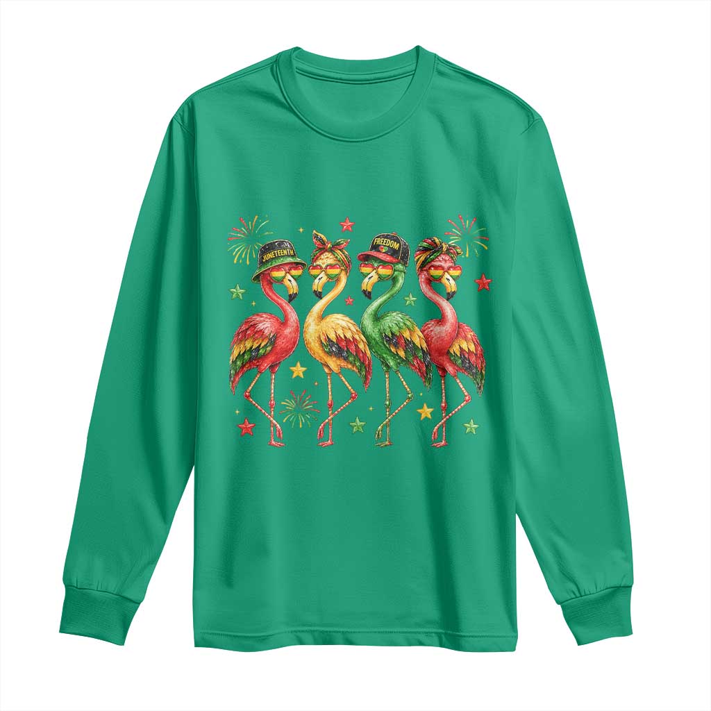 Funny Juneteenth Flamingos Squad Long Sleeve Shirt African American Heritage