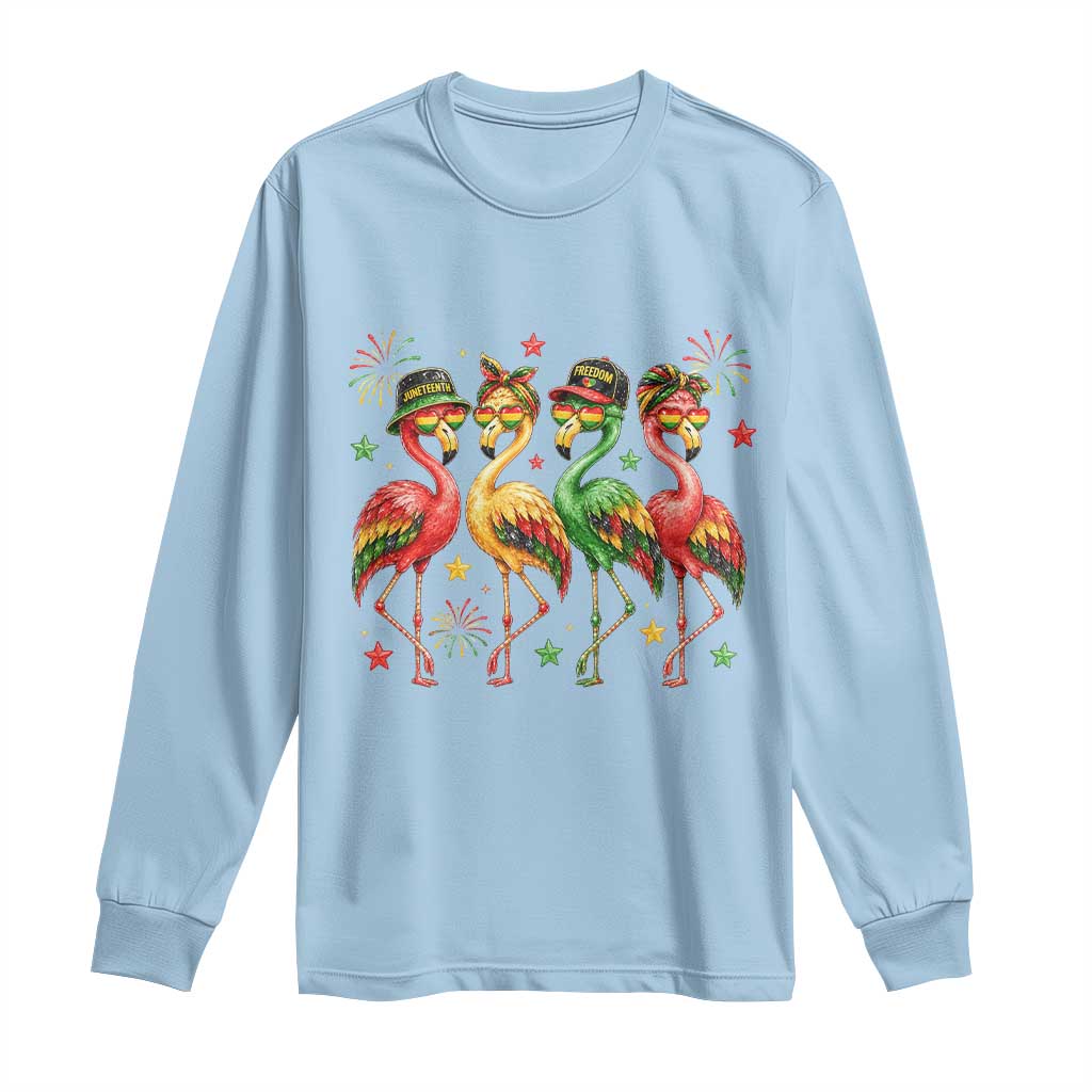 Funny Juneteenth Flamingos Squad Long Sleeve Shirt African American Heritage