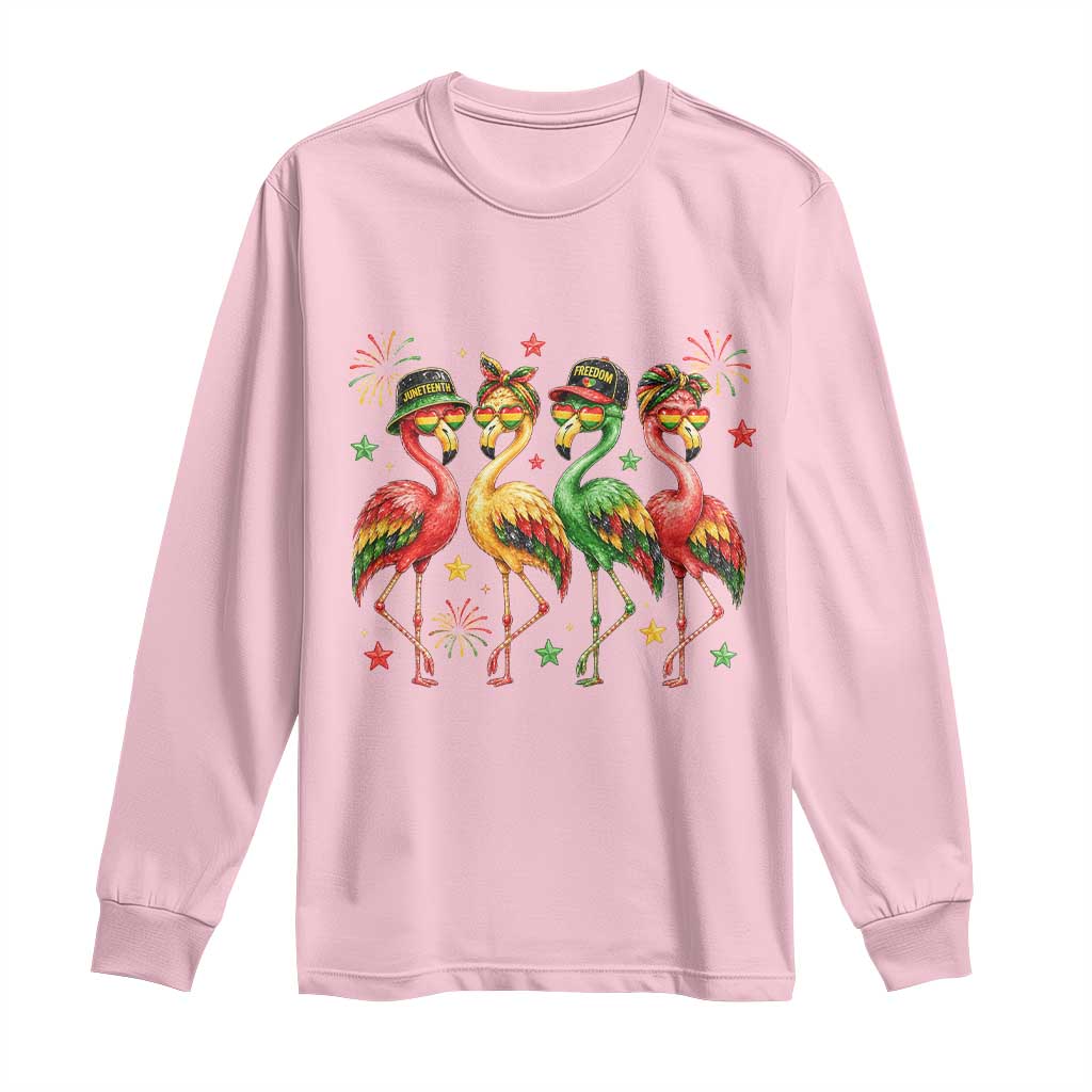 Funny Juneteenth Flamingos Squad Long Sleeve Shirt African American Heritage