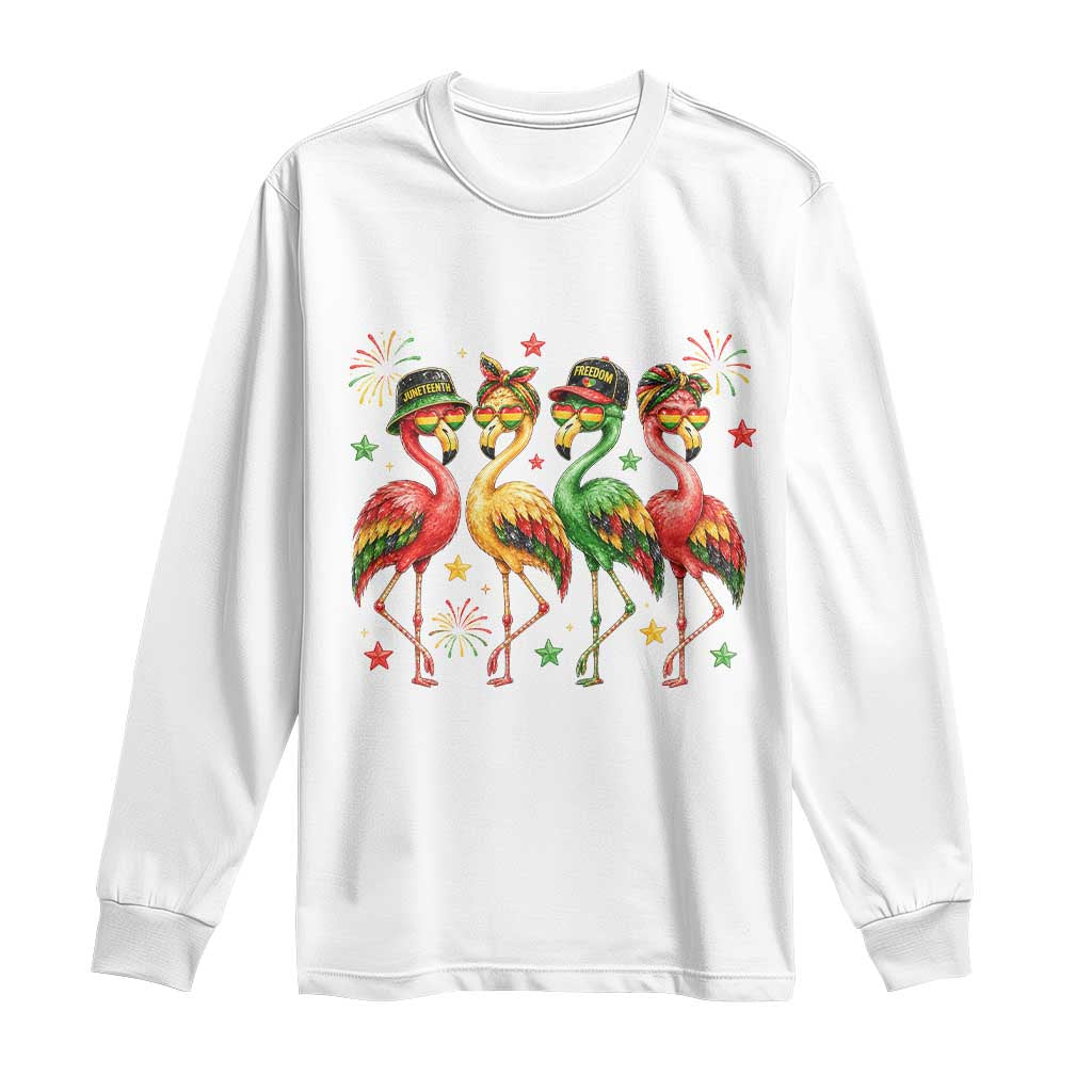 Funny Juneteenth Flamingos Squad Long Sleeve Shirt African American Heritage