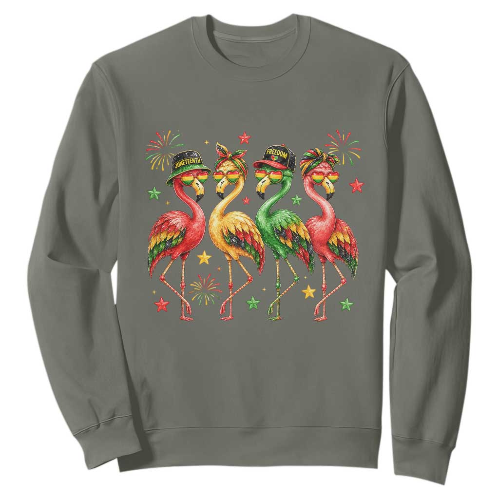 Funny Juneteenth Flamingos Squad Sweatshirt African American Heritage