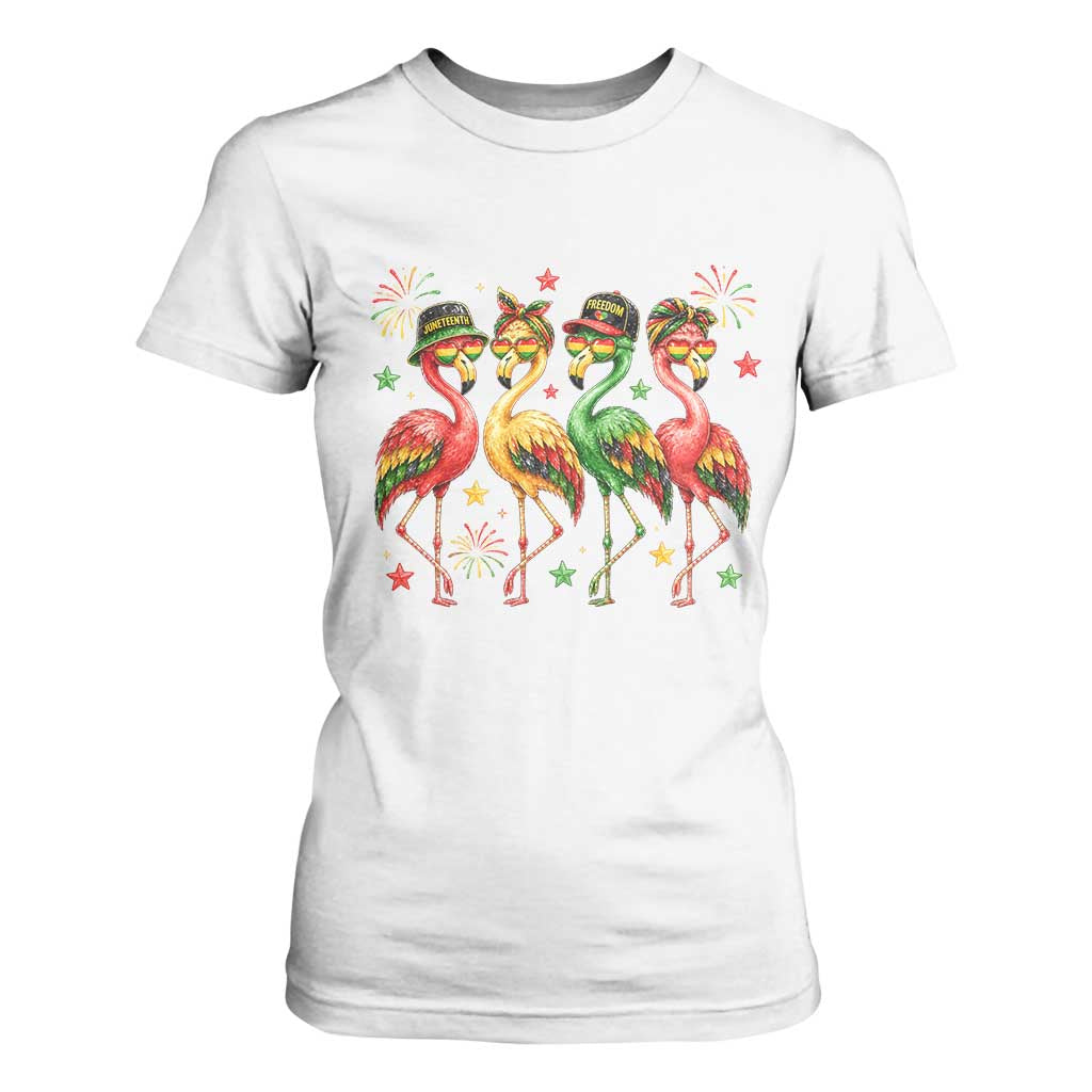 Funny Juneteenth Flamingos Squad T Shirt For Women African American Heritage