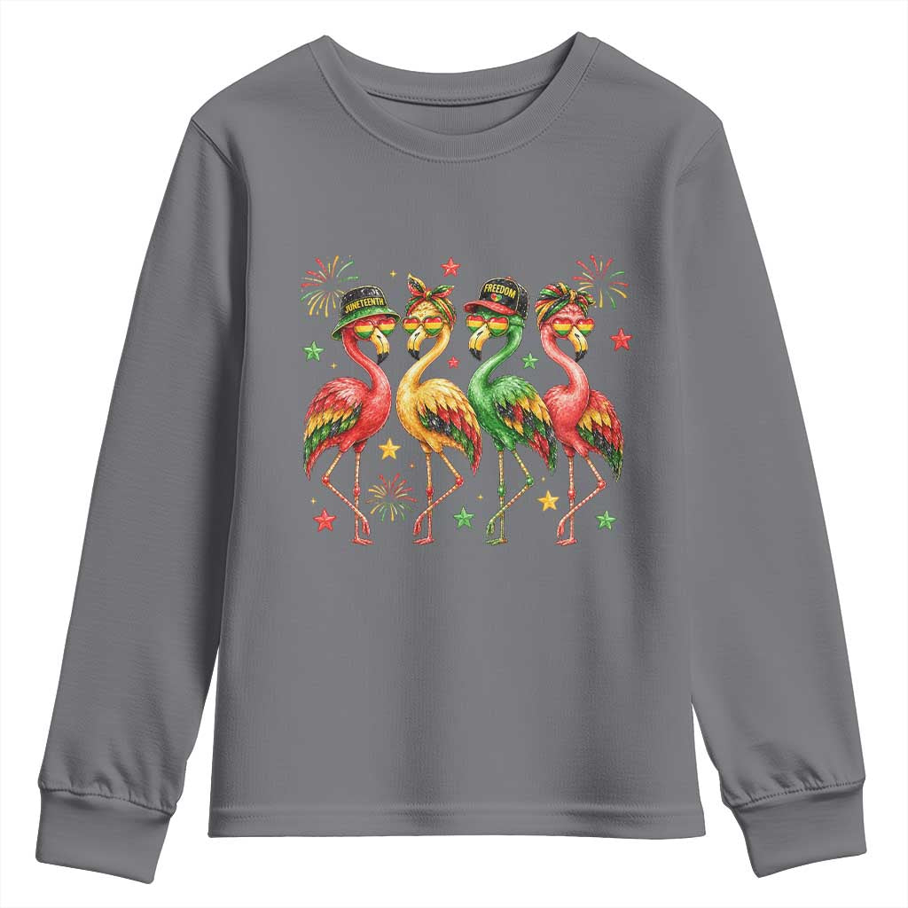 Funny Juneteenth Flamingos Squad Youth Sweatshirt African American Heritage