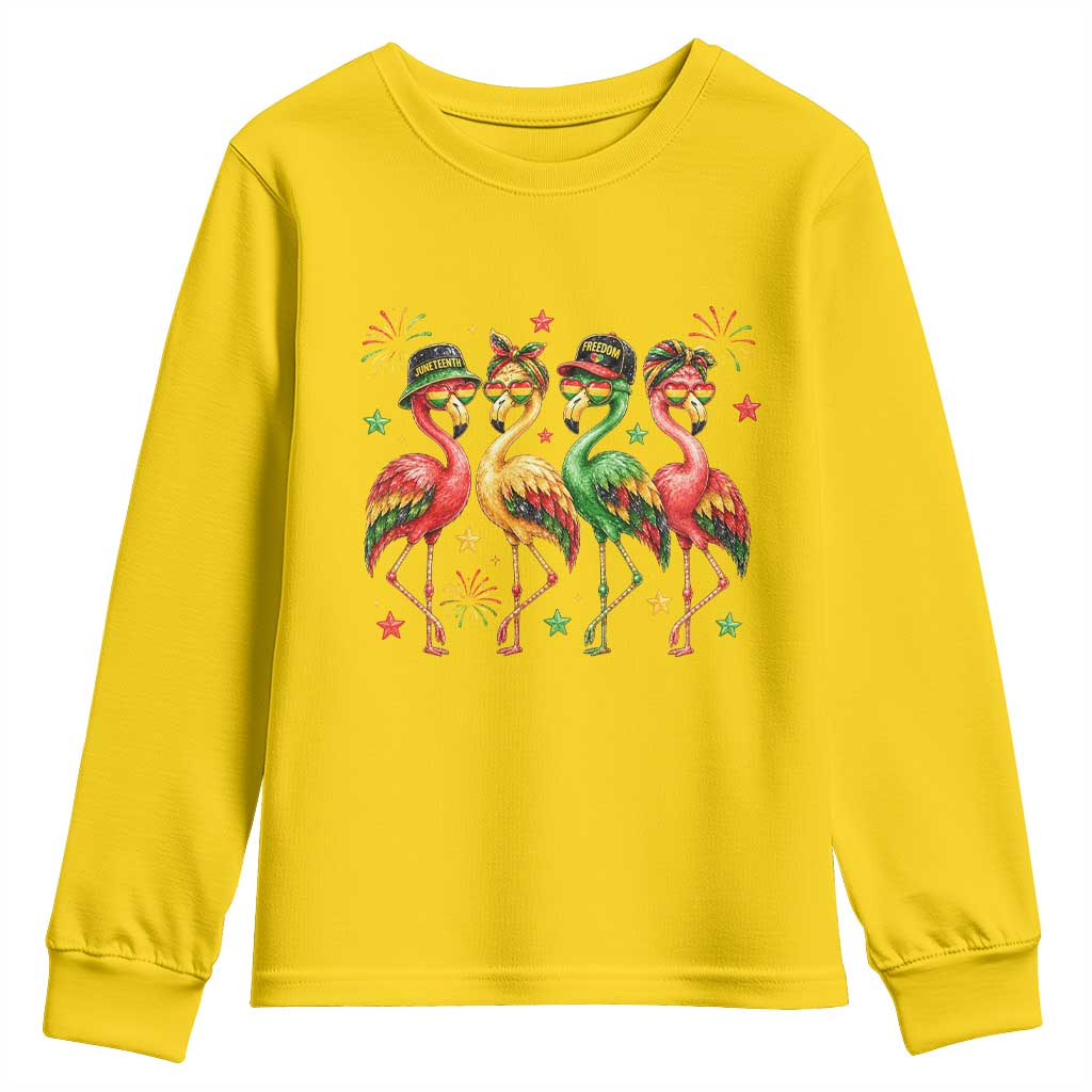 Funny Juneteenth Flamingos Squad Youth Sweatshirt African American Heritage