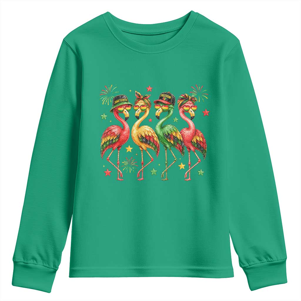 Funny Juneteenth Flamingos Squad Youth Sweatshirt African American Heritage