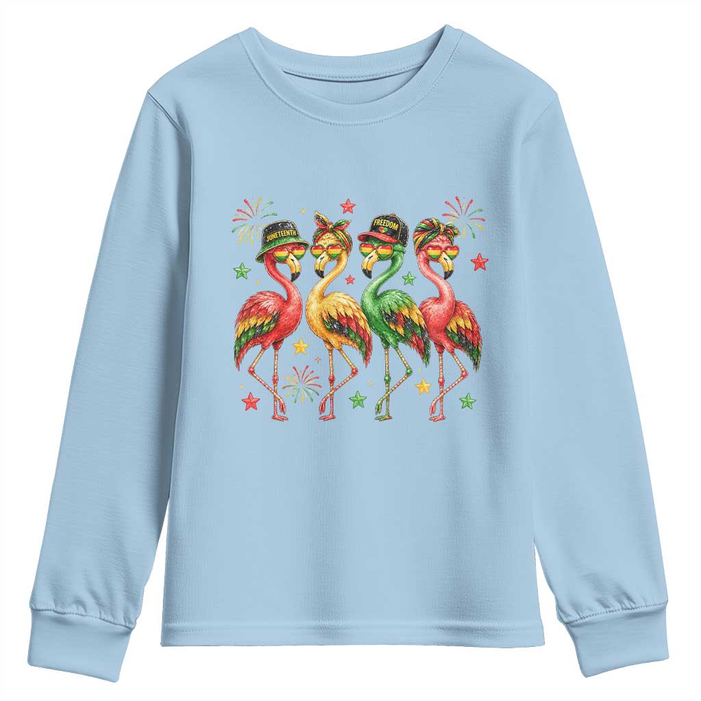 Funny Juneteenth Flamingos Squad Youth Sweatshirt African American Heritage