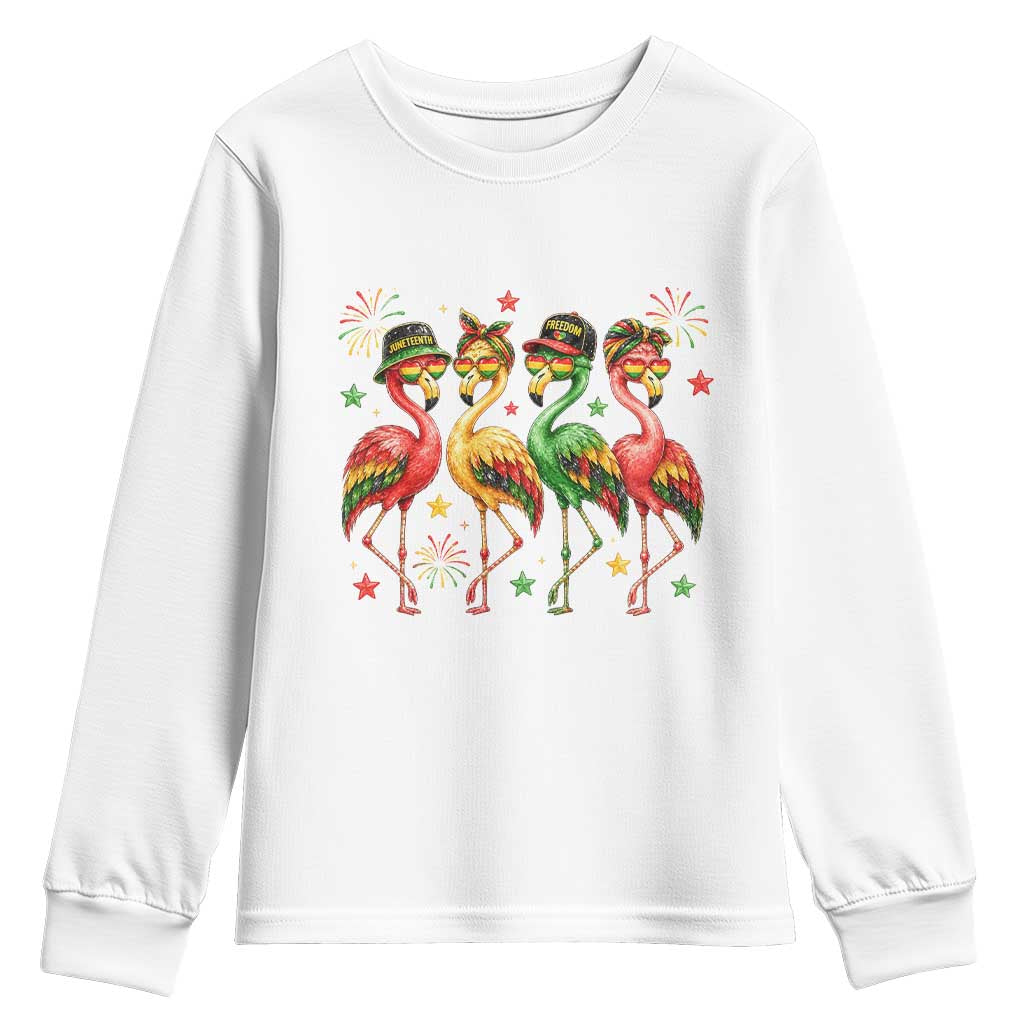 Funny Juneteenth Flamingos Squad Youth Sweatshirt African American Heritage
