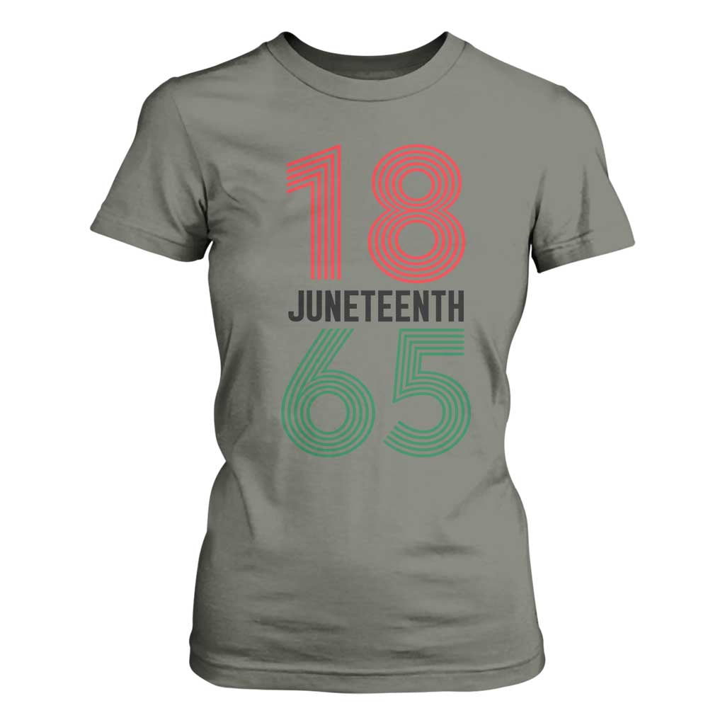 Vintage Juneteenth 1865 T Shirt For Women Retro Striped Number Graphic
