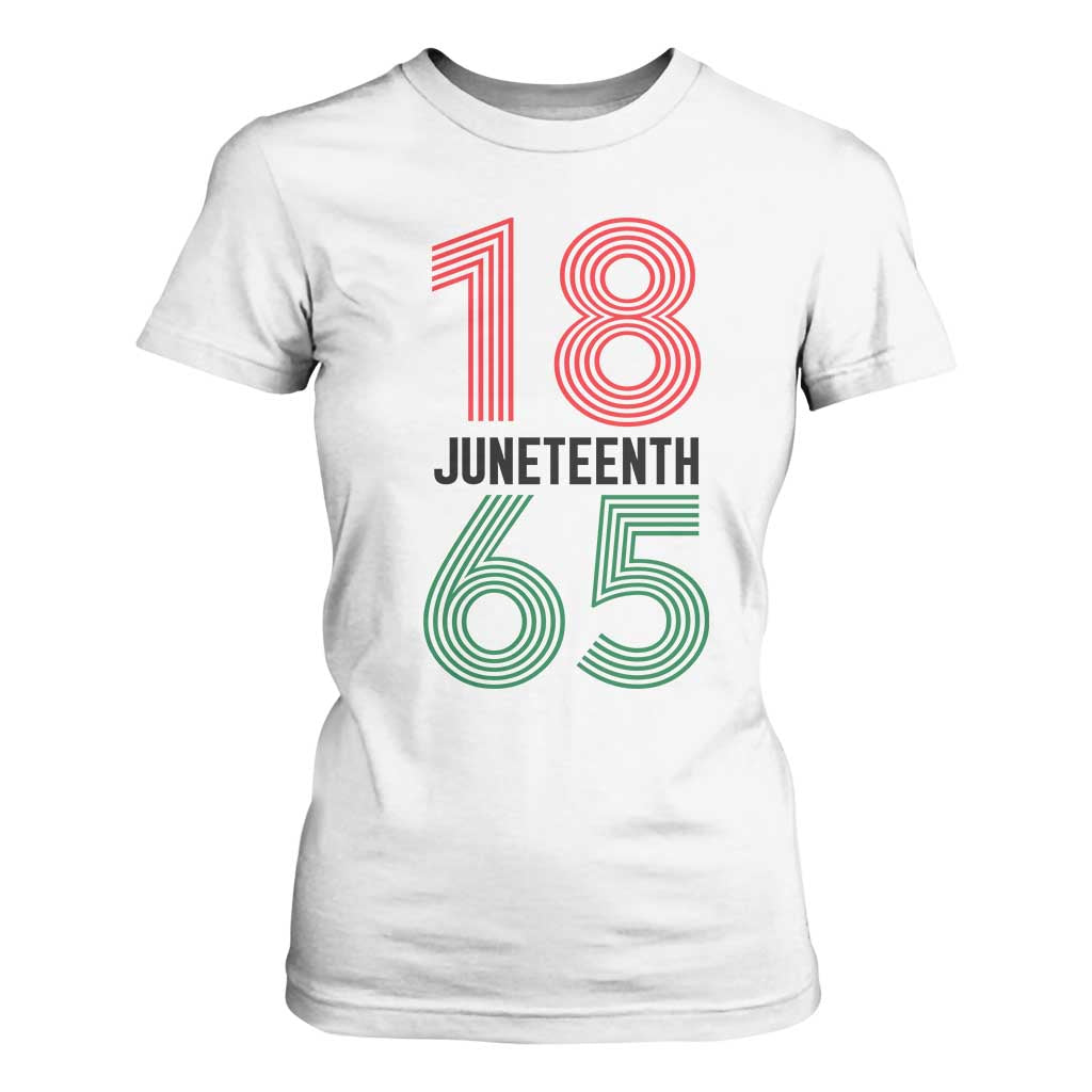 Vintage Juneteenth 1865 T Shirt For Women Retro Striped Number Graphic