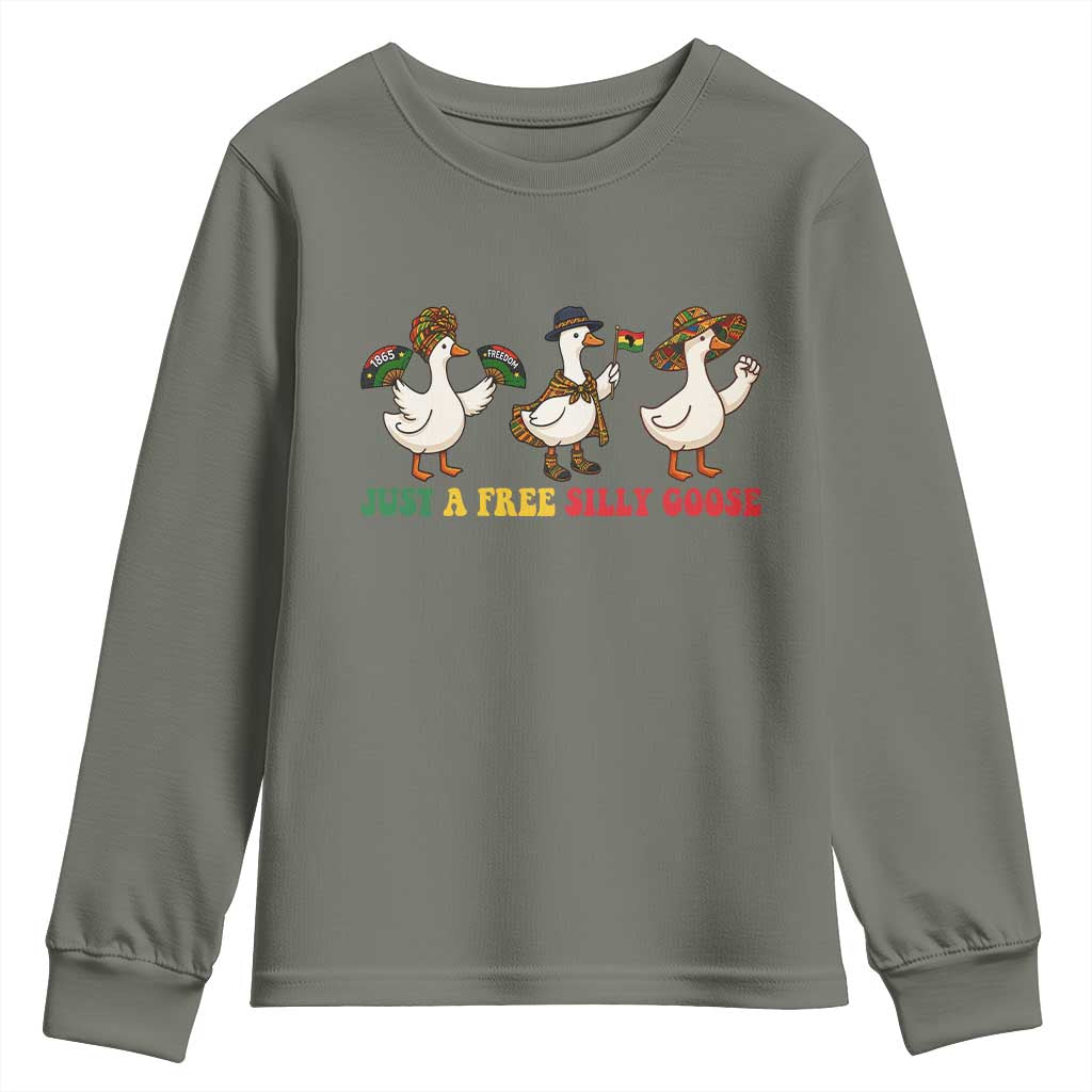 Funny Just A Free Silly Goose Youth Sweatshirt Juneteenth Freedom Day