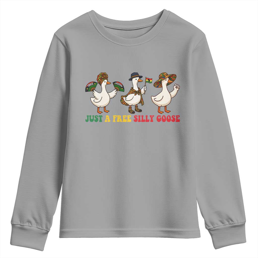 Funny Just A Free Silly Goose Youth Sweatshirt Juneteenth Freedom Day