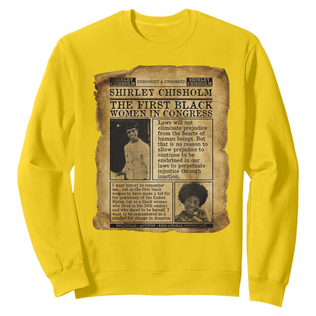 Vintage Newspaper Shirley Chisholm Sweatshirt First Black Woman In Congress
