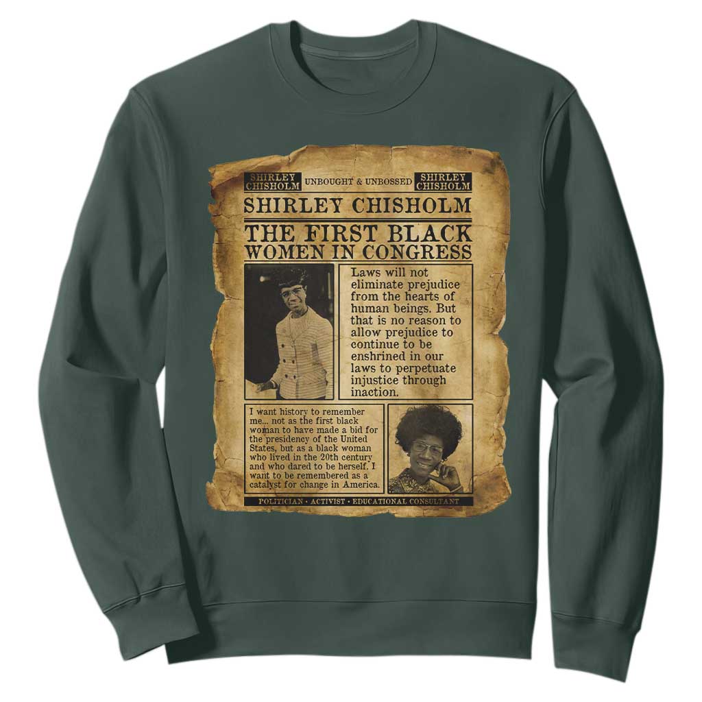 Vintage Newspaper Shirley Chisholm Sweatshirt First Black Woman In Congress
