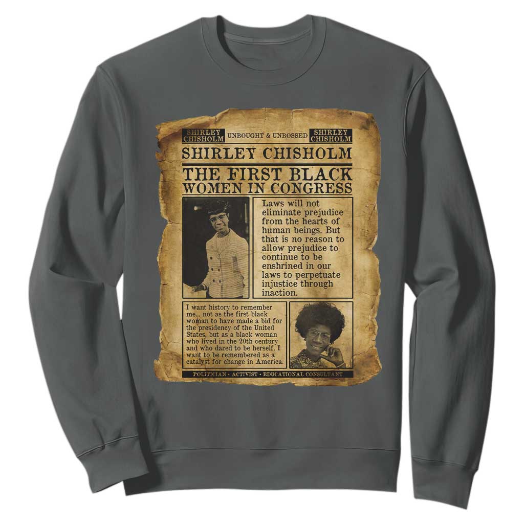 Vintage Newspaper Shirley Chisholm Sweatshirt First Black Woman In Congress