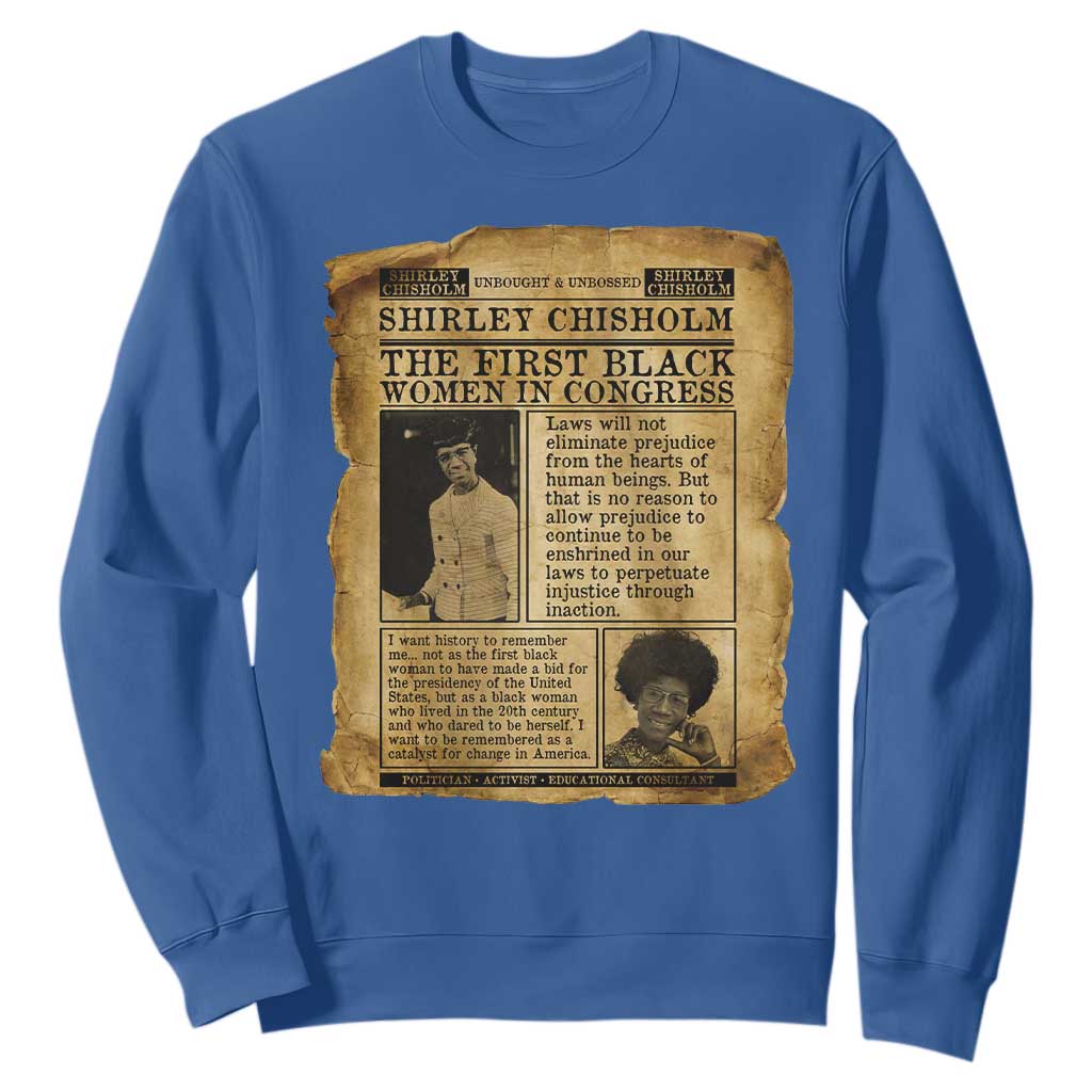 Vintage Newspaper Shirley Chisholm Sweatshirt First Black Woman In Congress