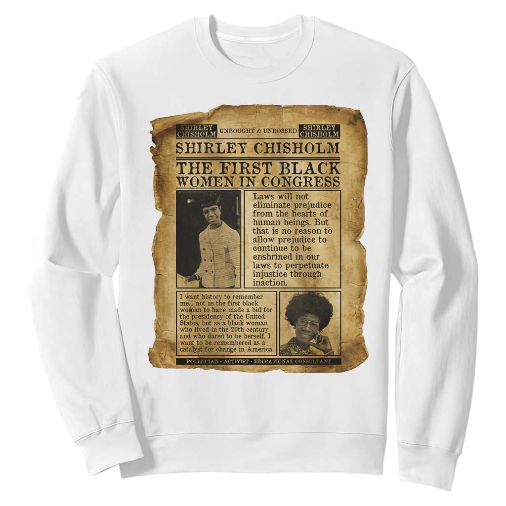 Vintage Newspaper Shirley Chisholm Sweatshirt First Black Woman In Congress