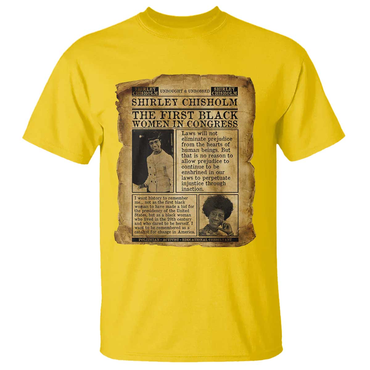 Vintage Newspaper Shirley Chisholm T Shirt First Black Woman In Congress
